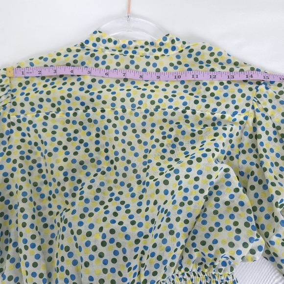 Gracia Silk Cotton Blend Gathered Waist Polkadot Light weight Blouse Small - Picture 8 of 11